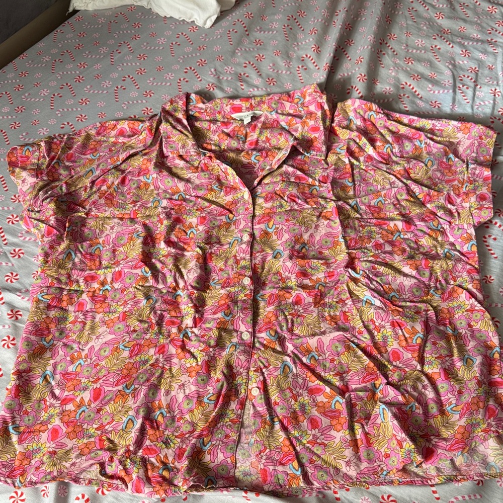 Lucky Brand Pink Floral Button Down Shirt